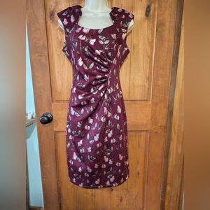 Shelby & Palmer Wine and White Sleeveless Sheath Dress